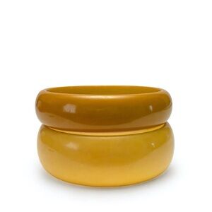 Vintage Set of 2 Butterscotch Yellow Bakelite Bangle Bracelets TESTED